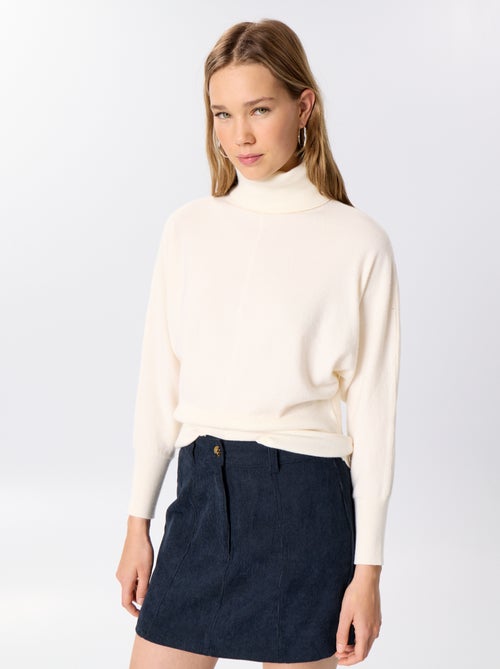 Camisola de gola alta com mangas morcego - Kiabi Camisola de gola alta com mangas morcego - Kiabi