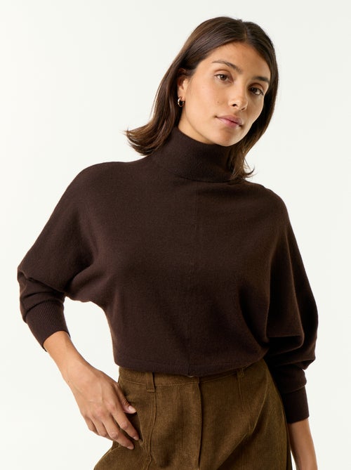 Camisola de gola alta com mangas morcego - Kiabi Camisola de gola alta com mangas morcego - Kiabi