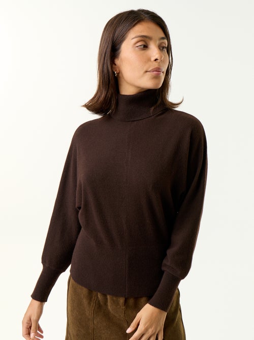 Camisola de gola alta com mangas morcego - Kiabi Camisola de gola alta com mangas morcego - Kiabi