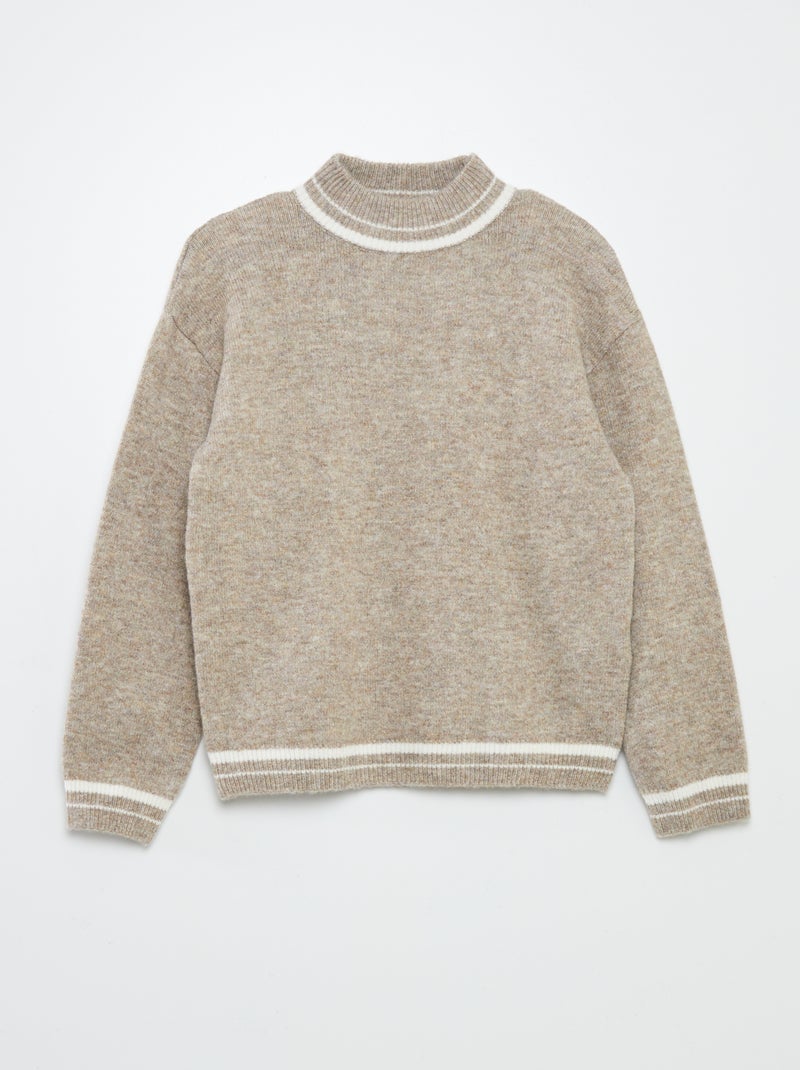 Camisola de gola alta com riscas CINZA - Kiabi