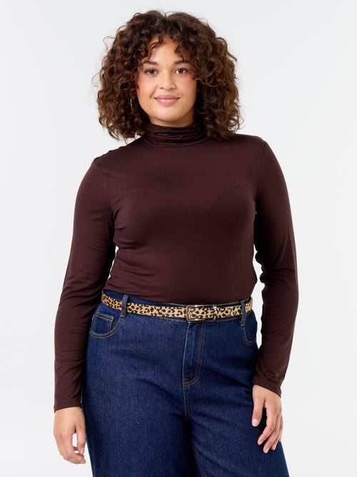 Camisola de gola alta de cor lisa - Kiabi