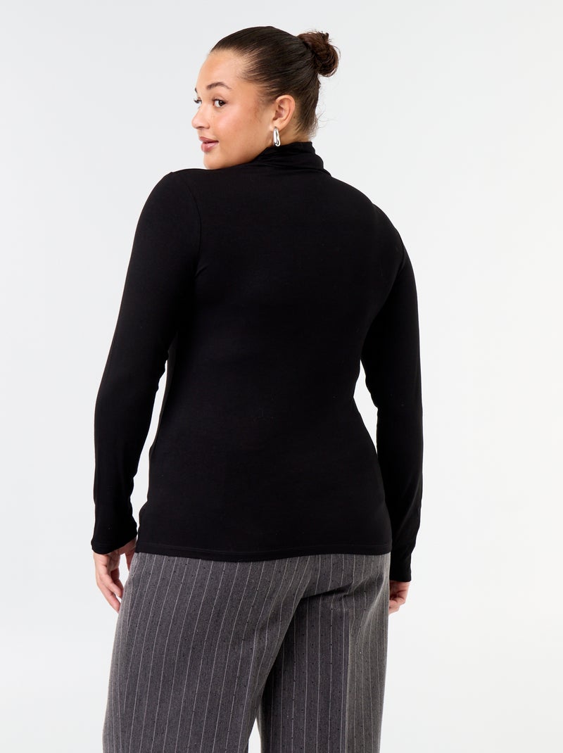Camisola de gola alta de cor lisa Preto - Kiabi