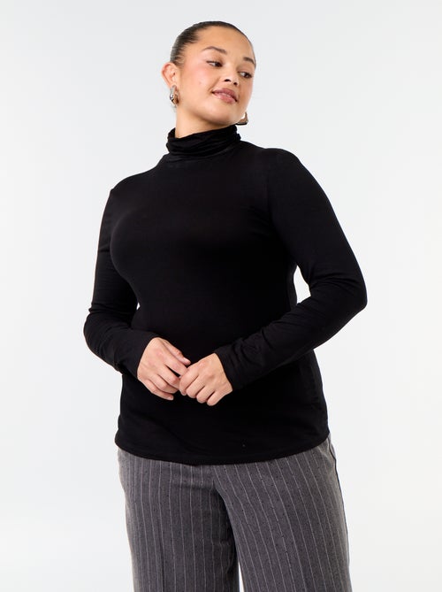 Camisola de gola alta de cor lisa - Kiabi