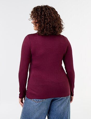 Camisola de gola alta de cor lisa