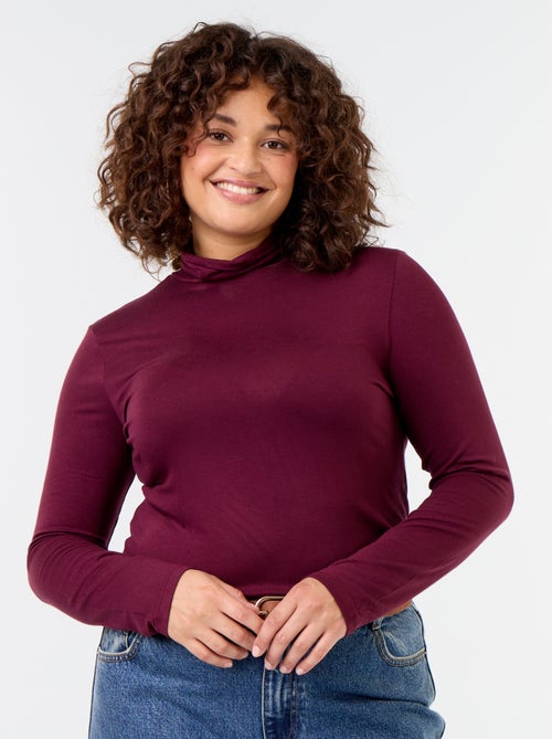 Camisola de gola alta de cor lisa - Kiabi
