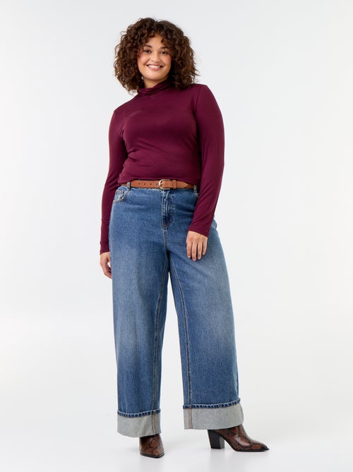 Camisola de gola alta de cor lisa - Kiabi