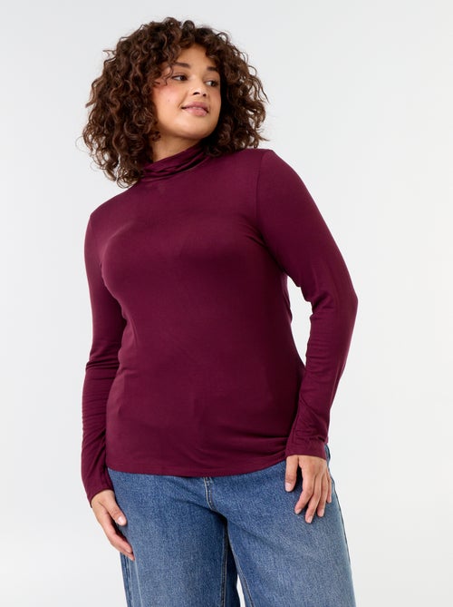 Camisola de gola alta de cor lisa - Kiabi