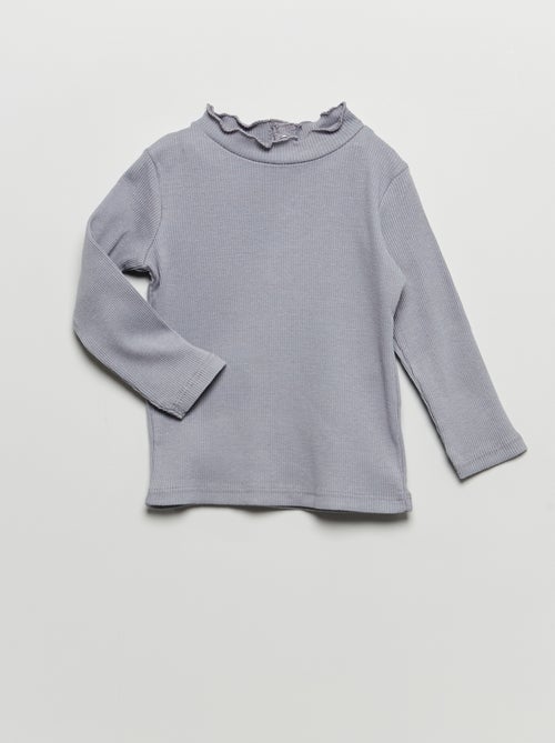 Camisola de gola alta de malha canelada - Kiabi