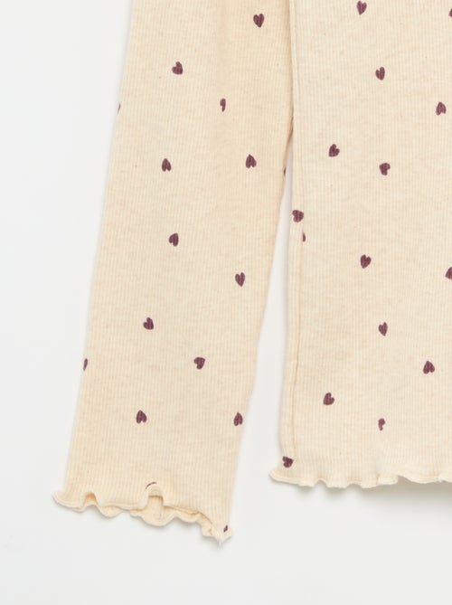 Camisola de gola alta de malha canelada estampada - Kiabi