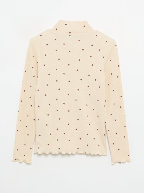Camisola de gola alta de malha canelada estampada - Kiabi