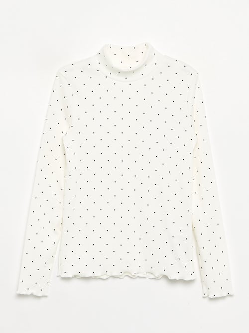 Camisola de gola alta de malha canelada estampada - Kiabi