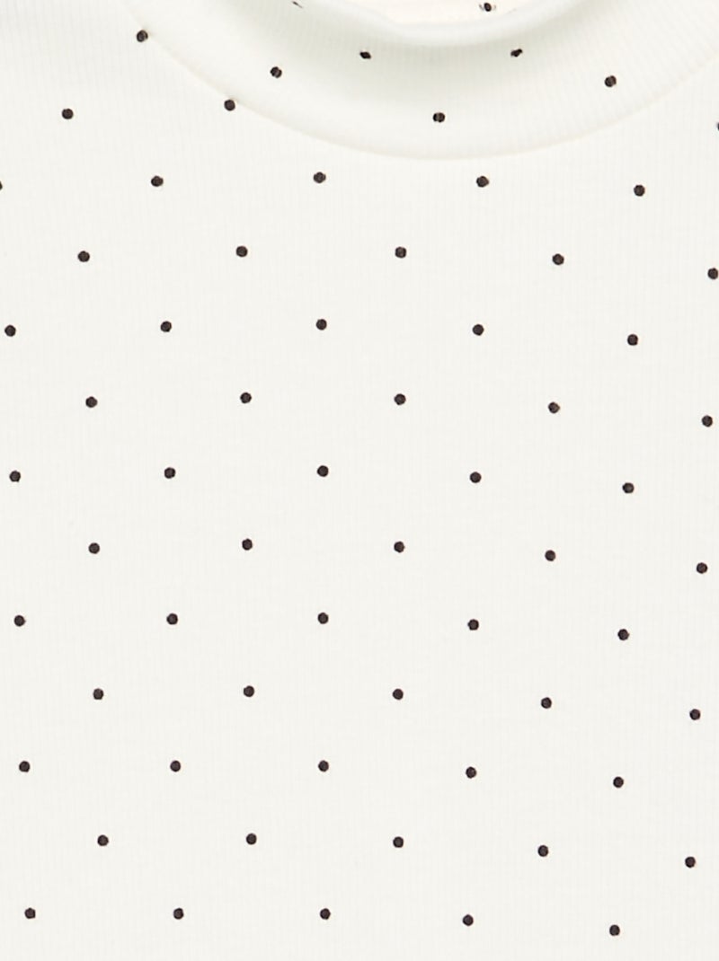 Camisola de gola alta de malha canelada estampada Branco - Kiabi