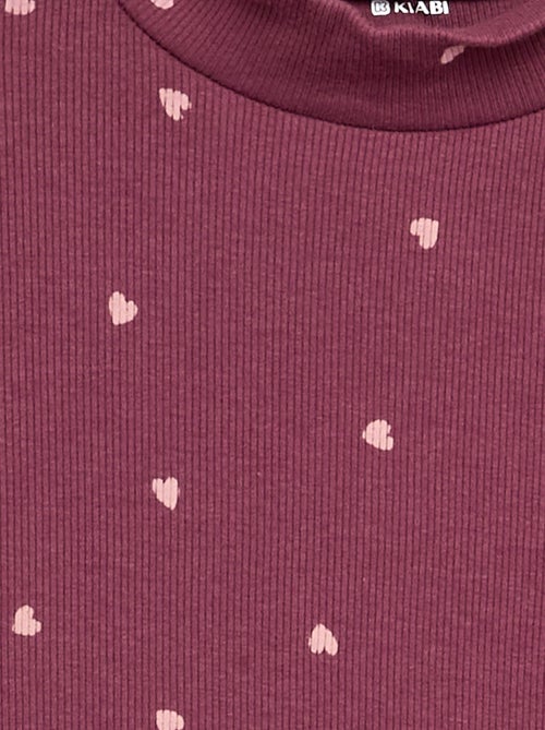 Camisola de gola alta de malha canelada estampada - Kiabi
