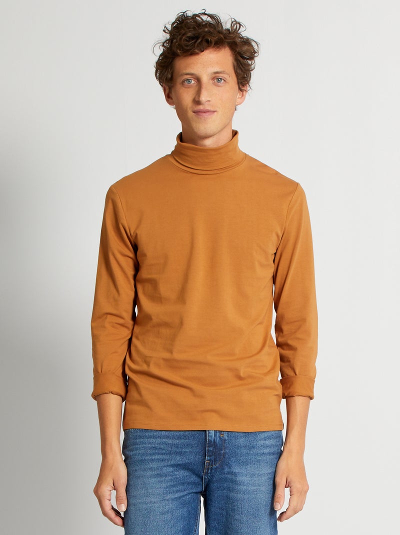 Camisola de gola alta em jersey BEGE - Kiabi