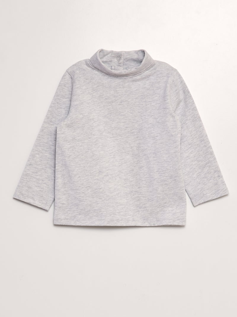 Camisola de gola alta em jersey CINZA - Kiabi