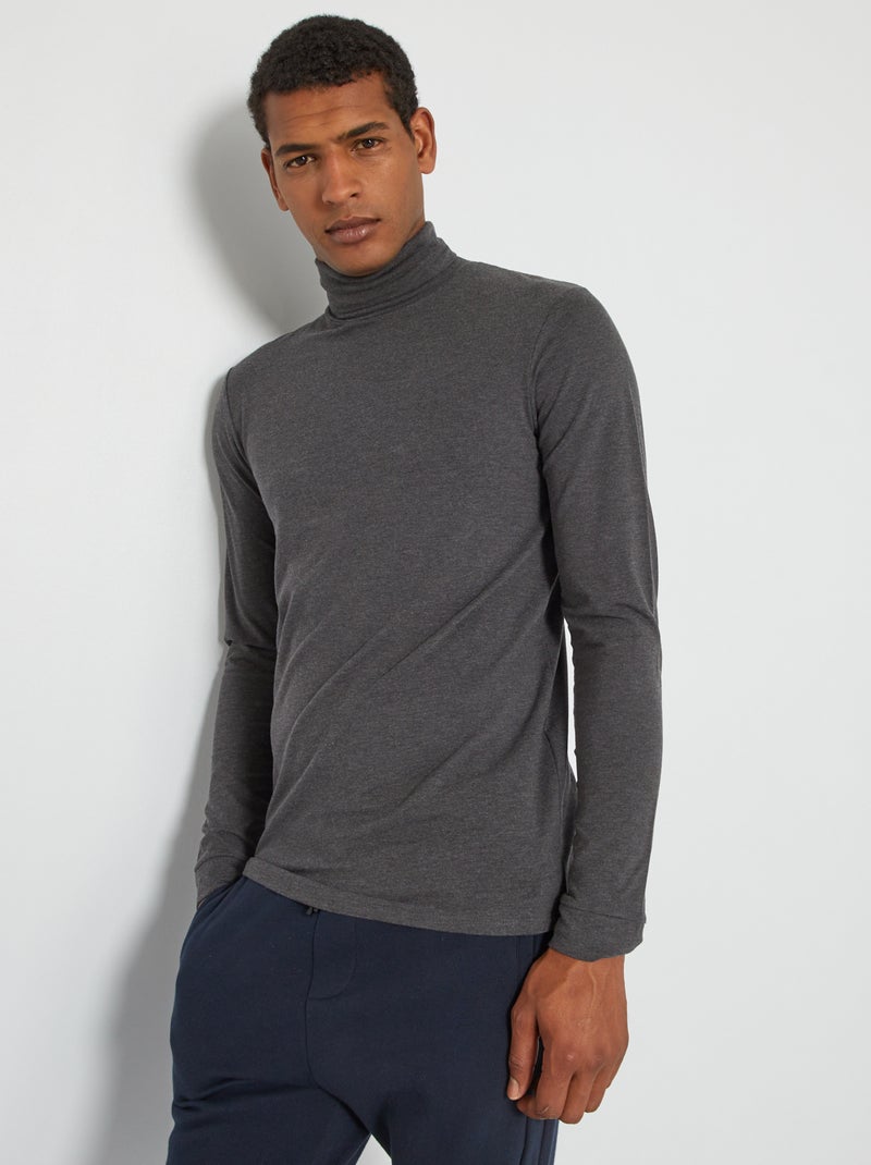Camisola de gola alta em jersey CINZA - Kiabi