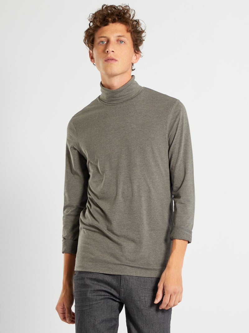 Camisola de gola alta em jersey CINZA - Kiabi