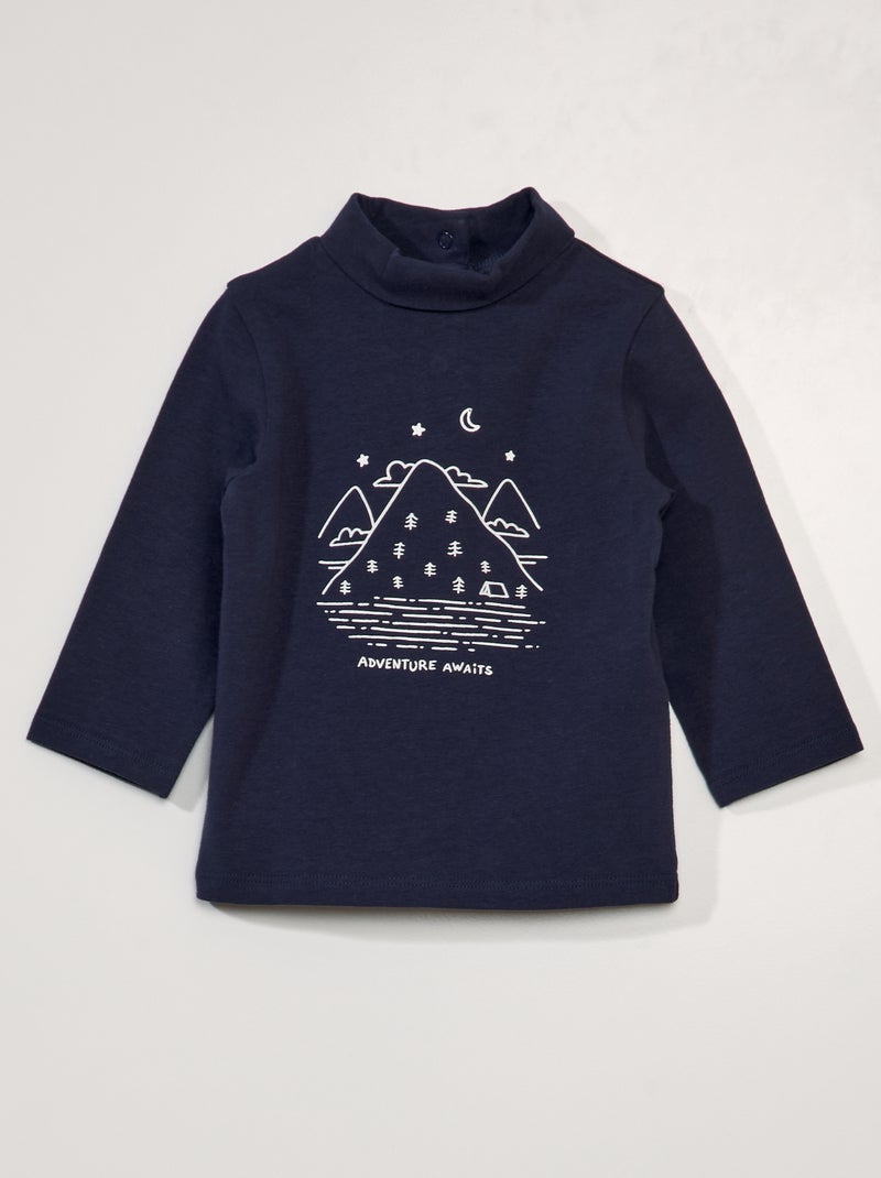 Camisola de gola alta em jersey de gola alta AZUL - Kiabi