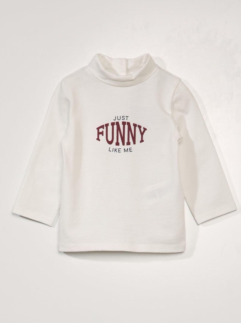 Camisola de gola alta em jersey de gola alta BRANCO - Kiabi