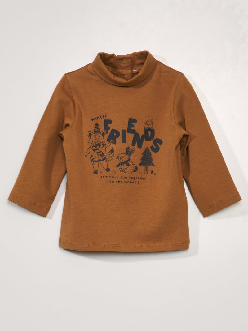 Camisola de gola alta em jersey de gola alta MARROM - Kiabi