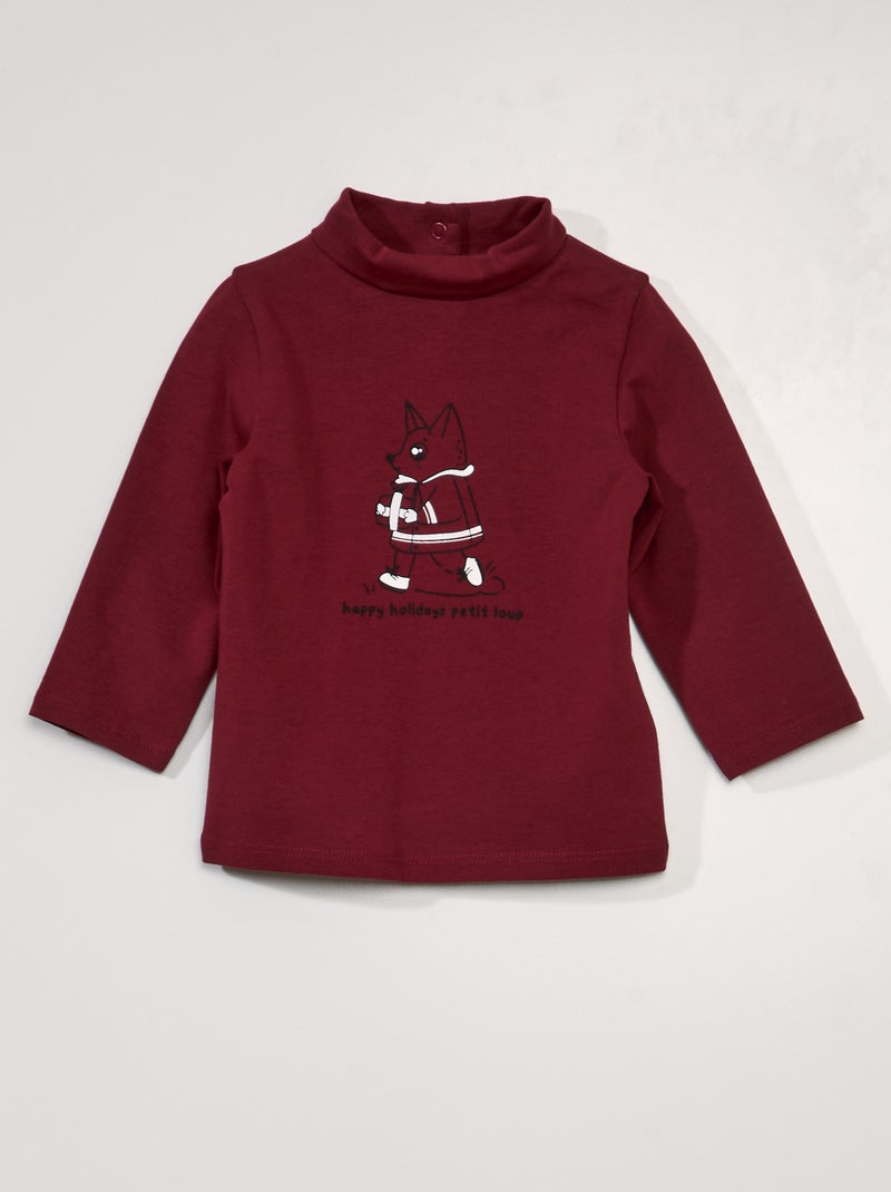 Camisola de gola alta em jersey de gola alta VERMELHO - Kiabi