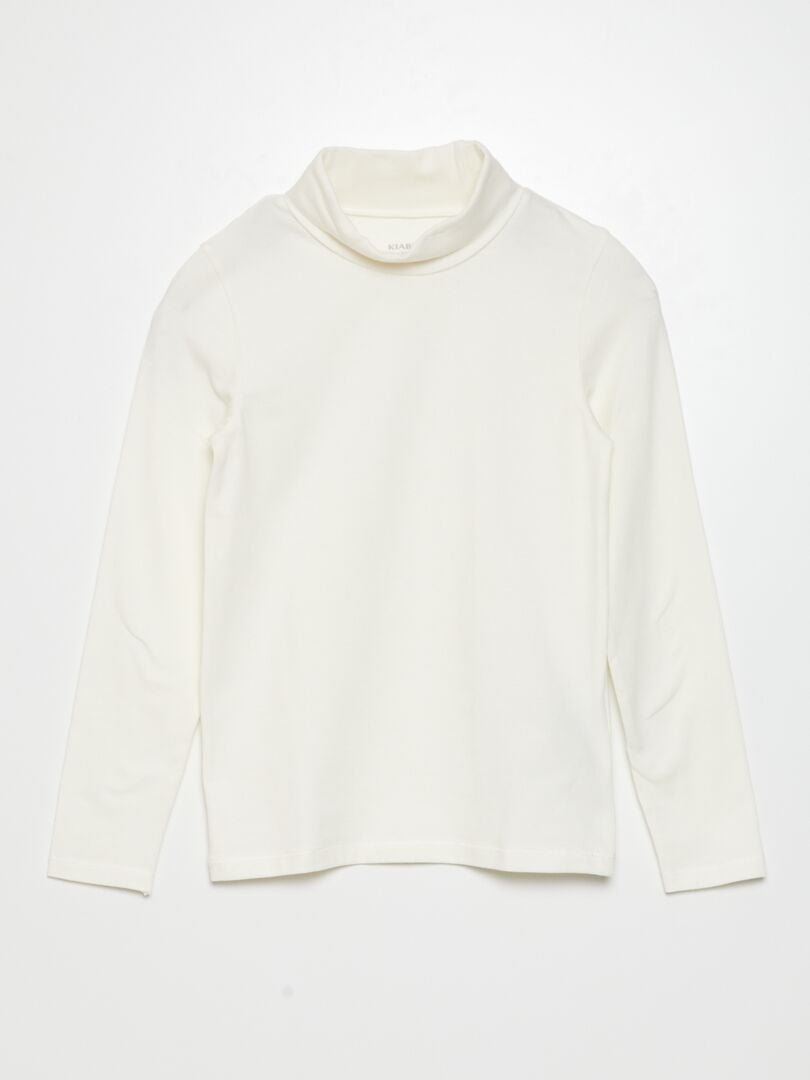 Camisola de gola alta em jersey lisa Branco - Kiabi