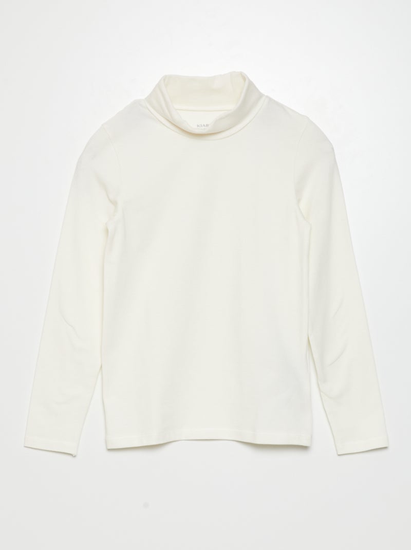 Camisola de gola alta em jersey lisa Branco - Kiabi