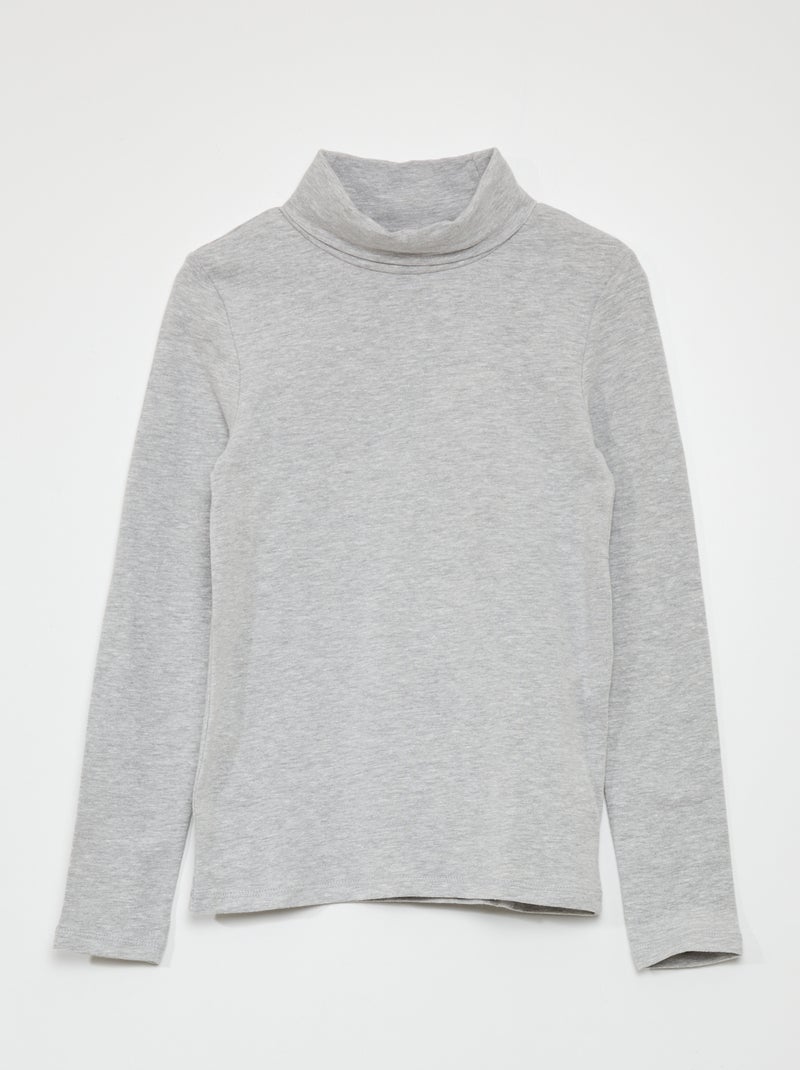 Camisola de gola alta em jersey lisa CINZA - Kiabi