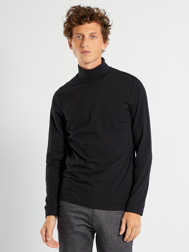 Camisola de gola alta em jersey Preto - Kiabi