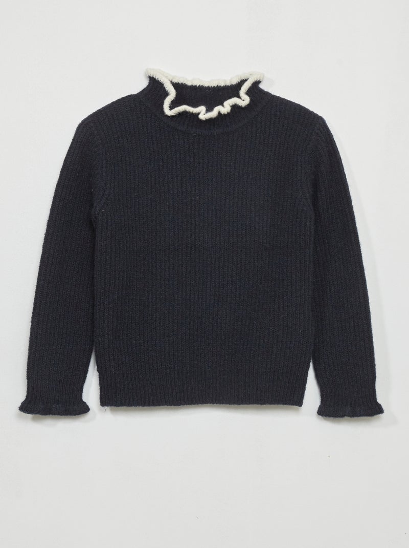 Camisola de gola alta em malha Azul Marinho - Kiabi