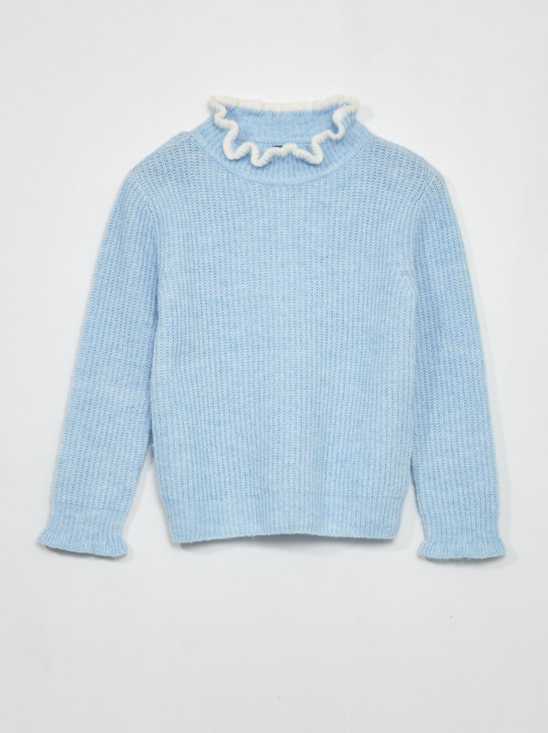 Camisola de gola alta em malha AZUL - Kiabi