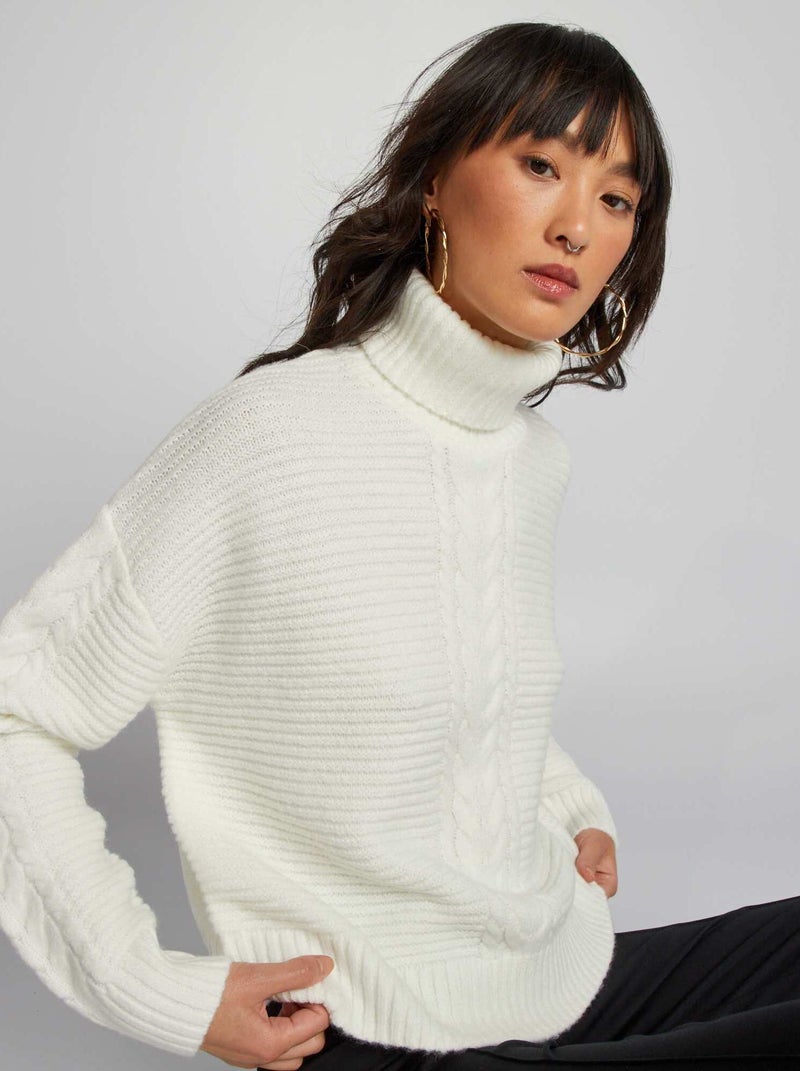 Camisola de gola alta em malha BEGE - Kiabi
