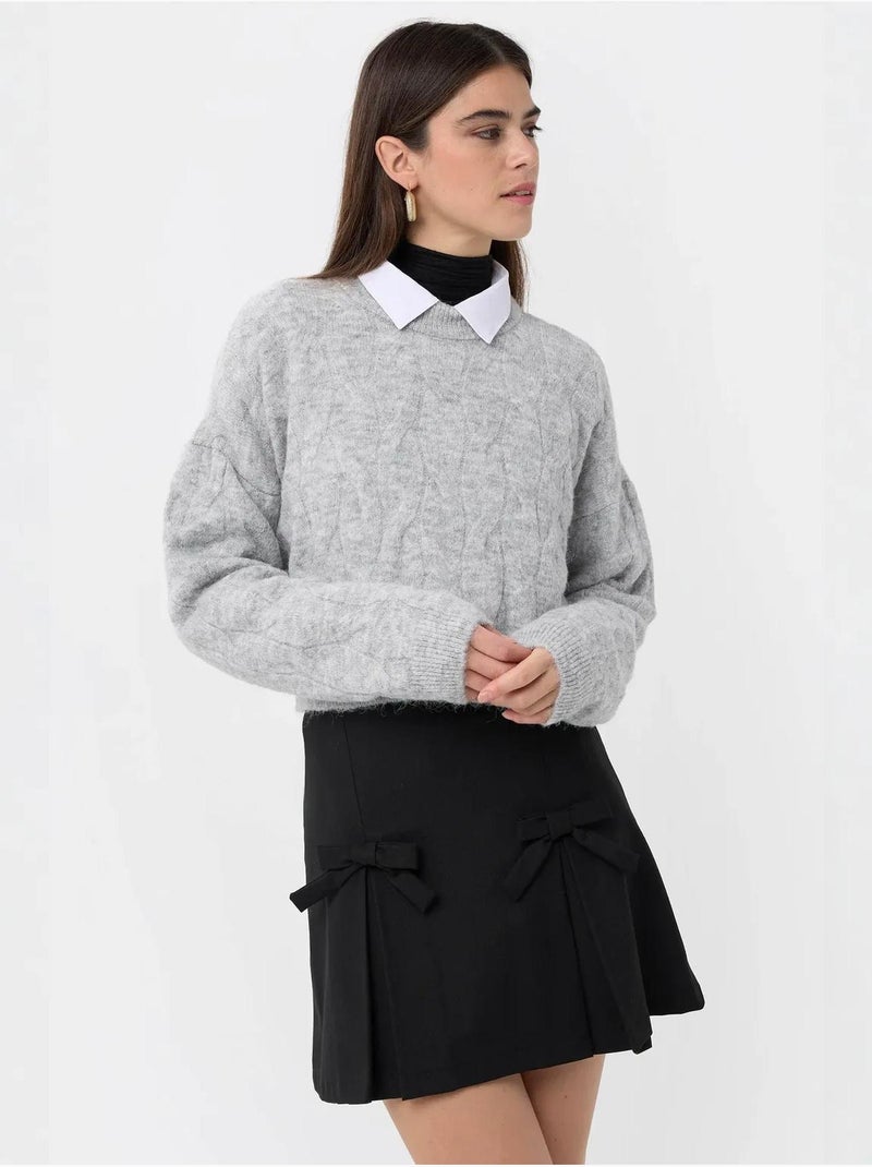 Camisola de gola alta em malha Cinza claro - Kiabi