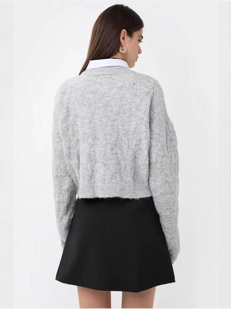 Camisola de gola alta em malha Cinza claro - Kiabi