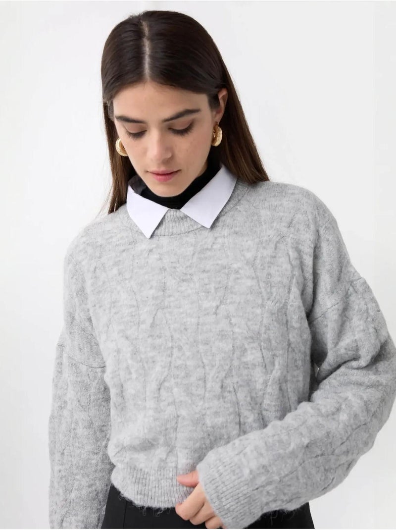 Camisola de gola alta em malha Cinza claro - Kiabi