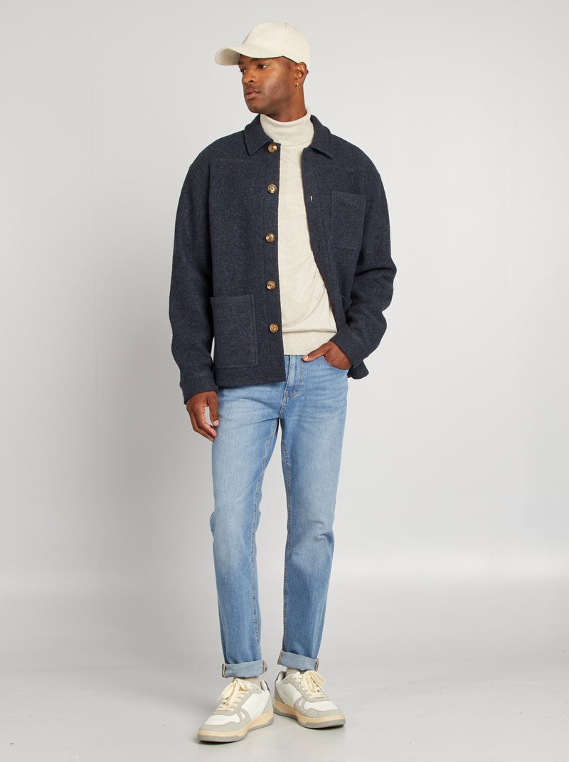 Camisola de gola alta em malha fina BEGE - Kiabi