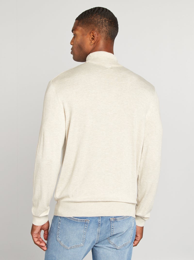 Camisola de gola alta em malha fina BEGE - Kiabi