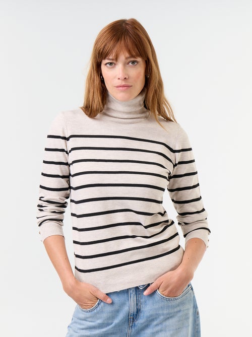Camisola de gola alta em malha fina - Kiabi