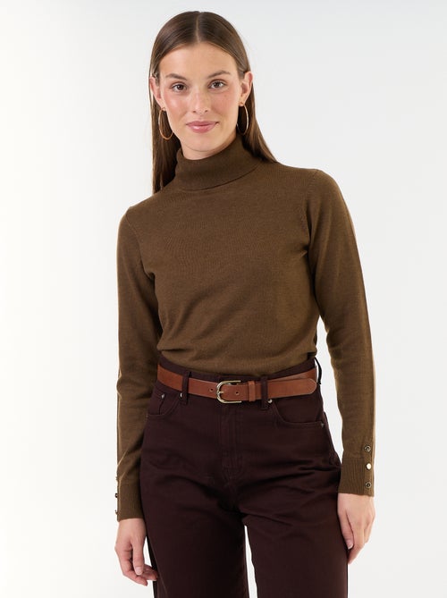 Camisola de gola alta em malha fina - Kiabi