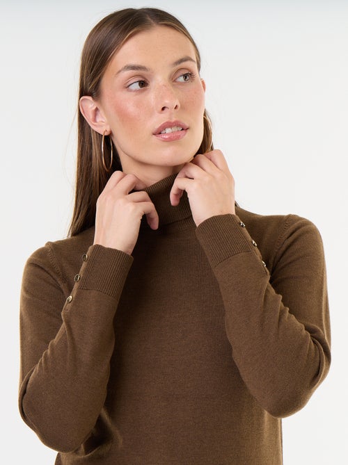 Camisola de gola alta em malha fina - Kiabi