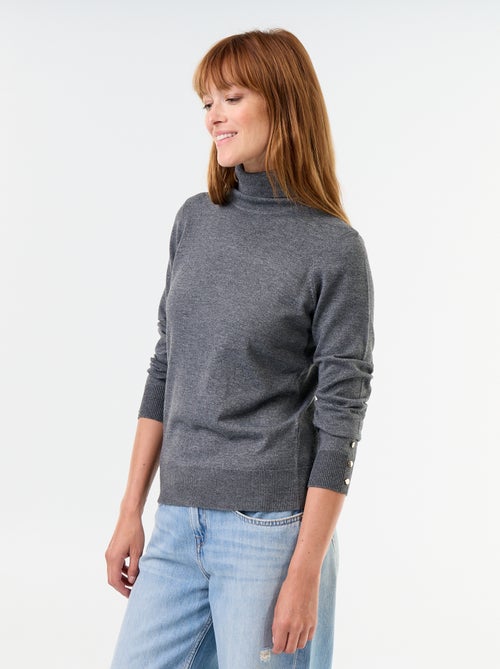 Camisola de gola alta em malha fina - Kiabi