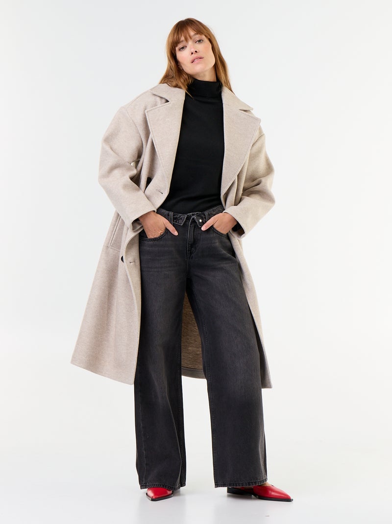 Camisola de gola alta em malha fina Preto - Kiabi
