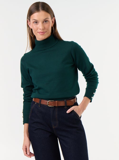 Camisola de gola alta em malha fina - Kiabi
