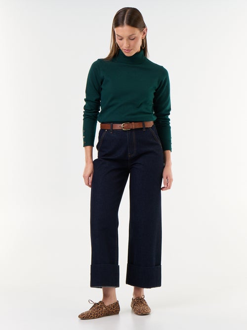 Camisola de gola alta em malha fina - Kiabi