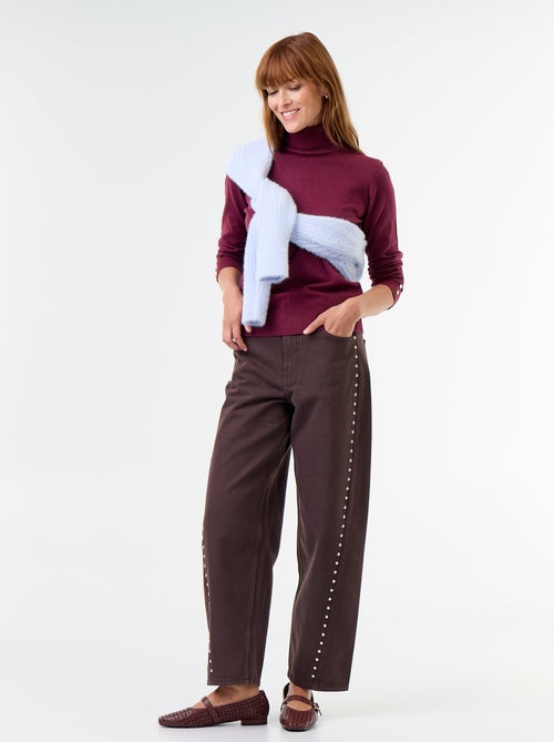 Camisola de gola alta em malha fina - Kiabi
