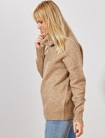 Camisola de gola alta em malha fofa - Kiabi