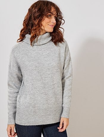 Camisola de gola alta em malha fofa - Kiabi