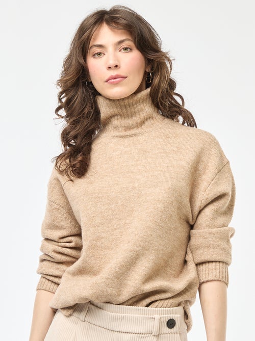 Camisola de gola alta em malha grossa - Kiabi