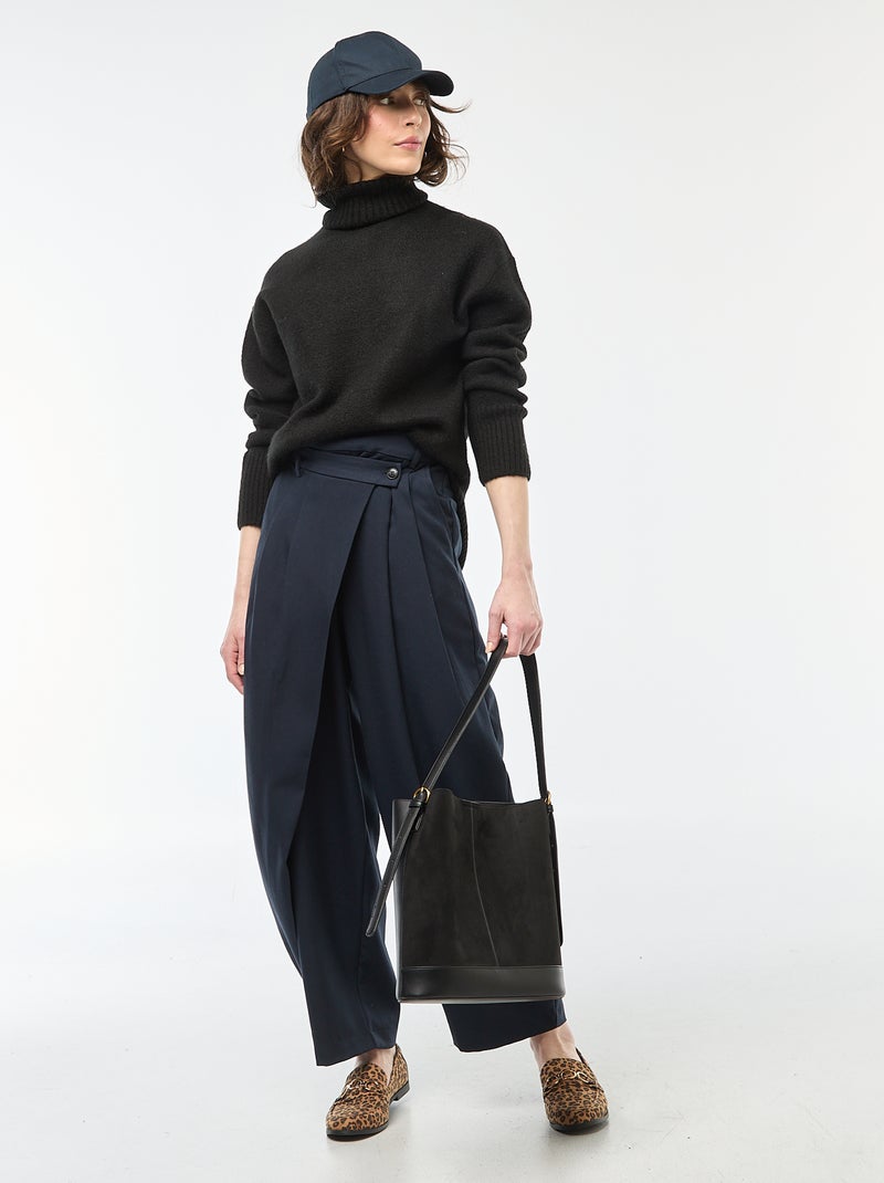 Camisola de gola alta em malha grossa Preto - Kiabi
