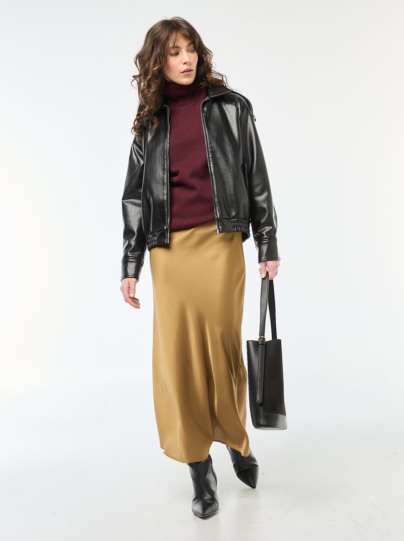 Camisola de gola alta em malha grossa Vermelho - Kiabi